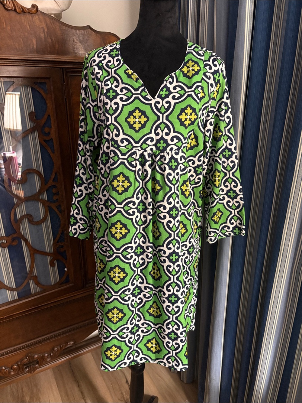 Vibrant Green Geometric Women's Dress